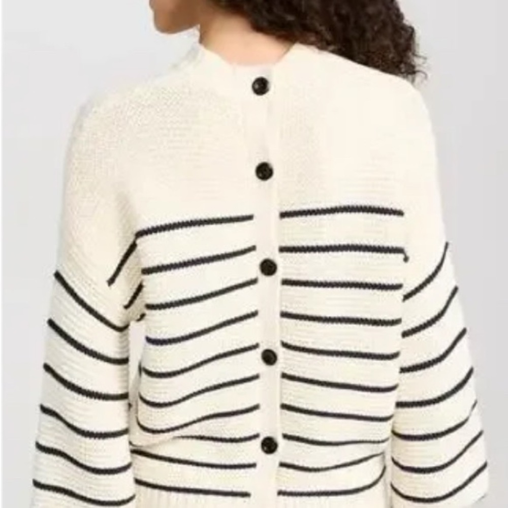 Alex Mill - Button-Back Crewneck Sweater in Stripe - Ivory/Navy - Like new